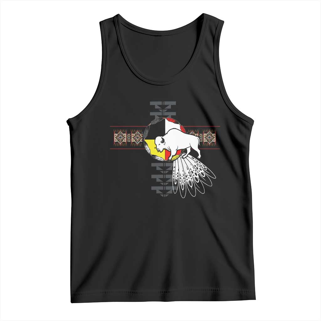 Native American White Buffalo Tank Top Seven Sacred Grandfather Teachings - Wonder Print Shop