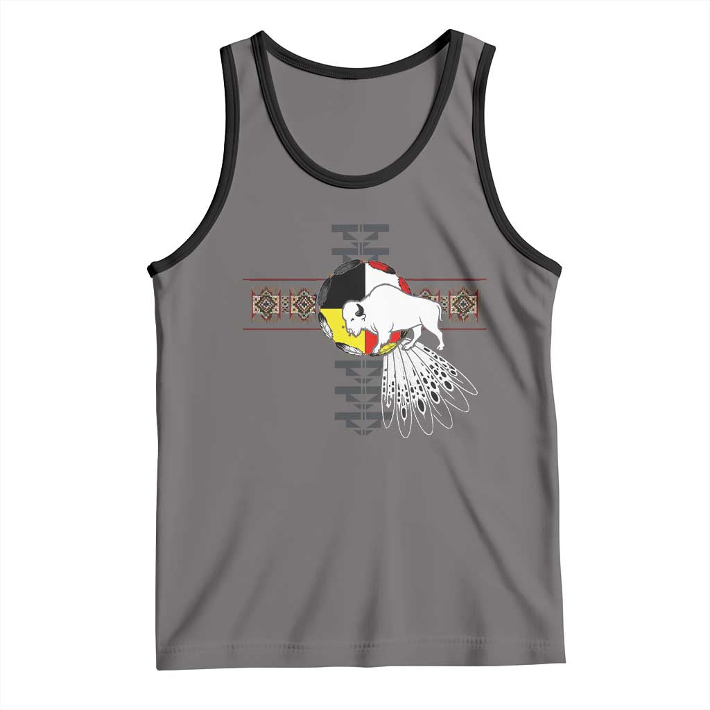Native American White Buffalo Tank Top Seven Sacred Grandfather Teachings - Wonder Print Shop