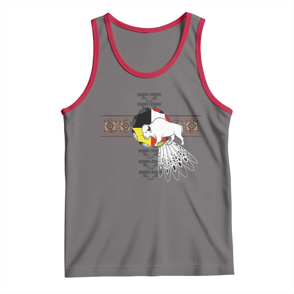 Native American White Buffalo Tank Top Seven Sacred Grandfather Teachings - Wonder Print Shop