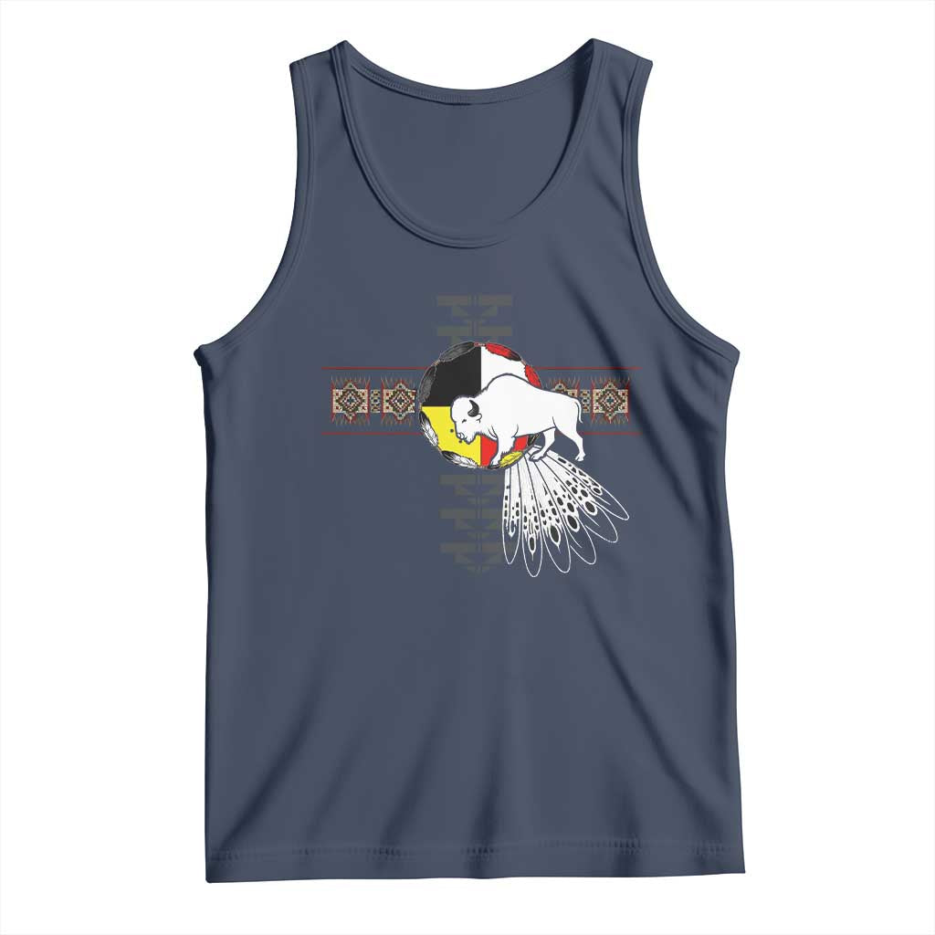 Native American White Buffalo Tank Top Seven Sacred Grandfather Teachings - Wonder Print Shop