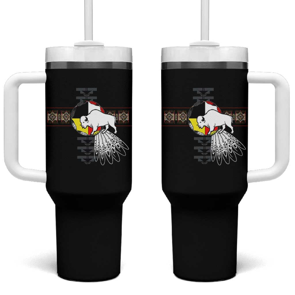 Native American White Buffalo Tumbler With Handle Seven Sacred Grandfather Teachings - Wonder Print Shop