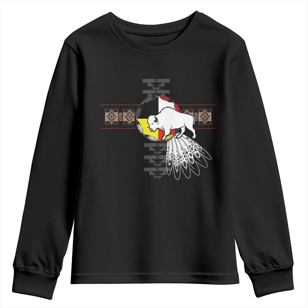 Native American White Buffalo Youth Sweatshirt Seven Sacred Grandfather Teachings - Wonder Print Shop