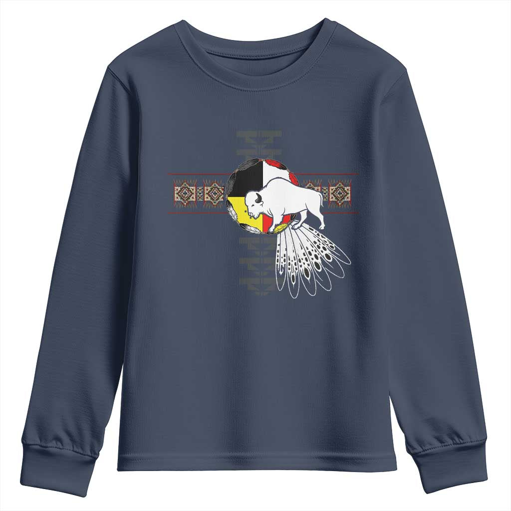 Native American White Buffalo Youth Sweatshirt Seven Sacred Grandfather Teachings - Wonder Print Shop