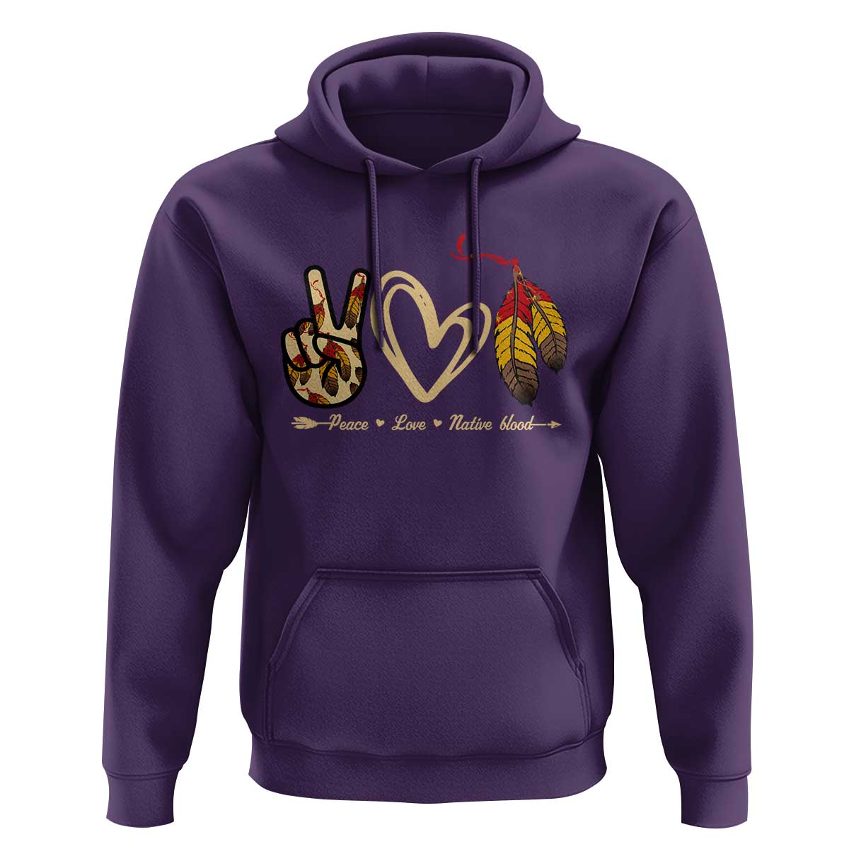 Peace Love Native Blood Hoodie Native American Feathers - Wonder Print Shop