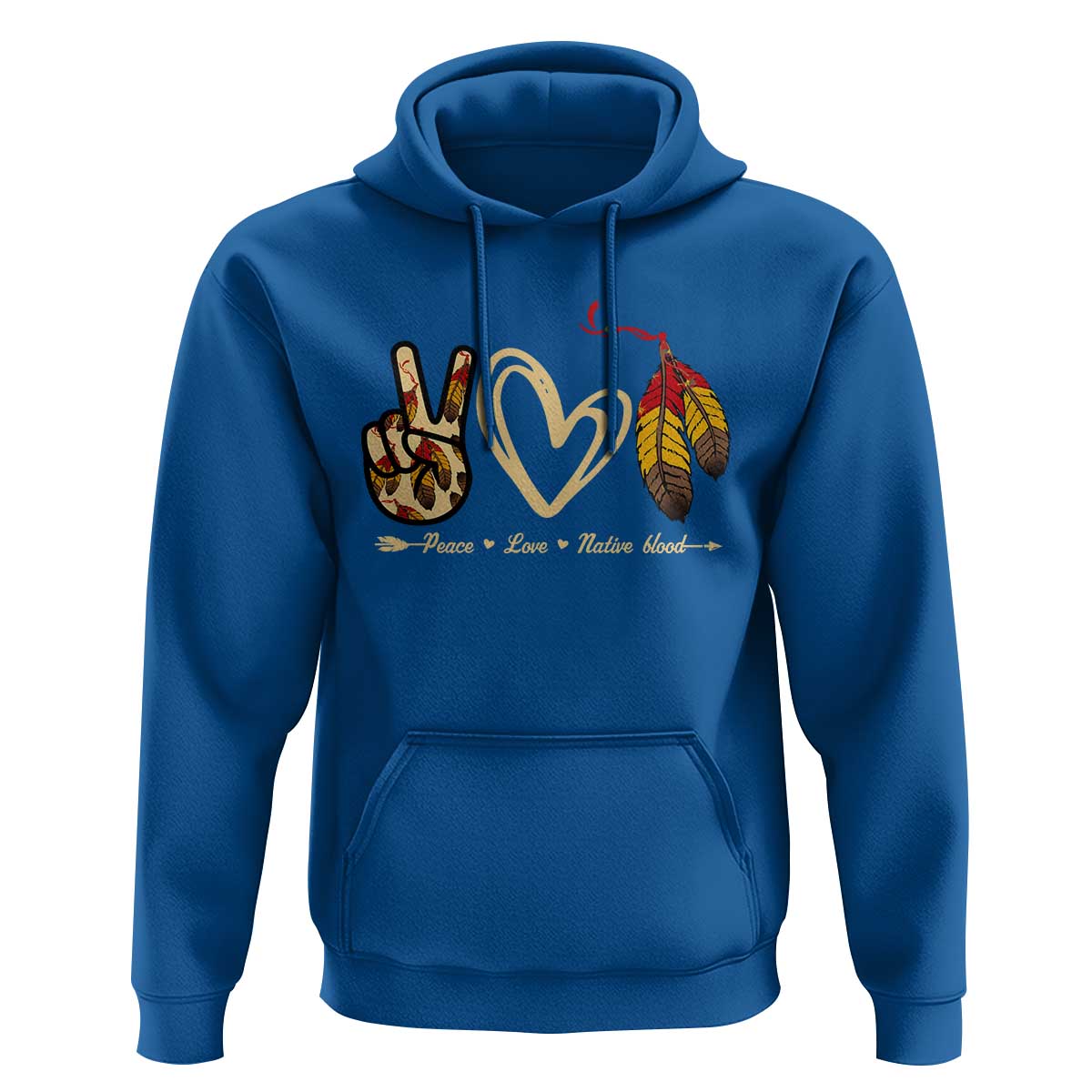 Peace Love Native Blood Hoodie Native American Feathers - Wonder Print Shop