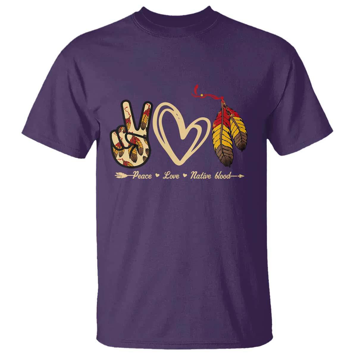 Peace Love Native Blood T Shirt Native American Feathers - Wonder Print Shop