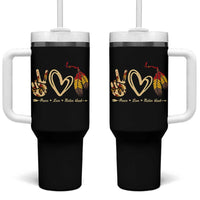 Peace Love Native Blood Tumbler With Handle Native American Feathers - Wonder Print Shop