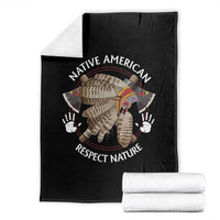Native American Respect Nature Throw Blanket Indigenous Indian War Bonnet Tomahawks - Wonder Print Shop
