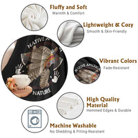 Native American Respect Nature Throw Blanket Indigenous Indian War Bonnet Tomahawks - Wonder Print Shop