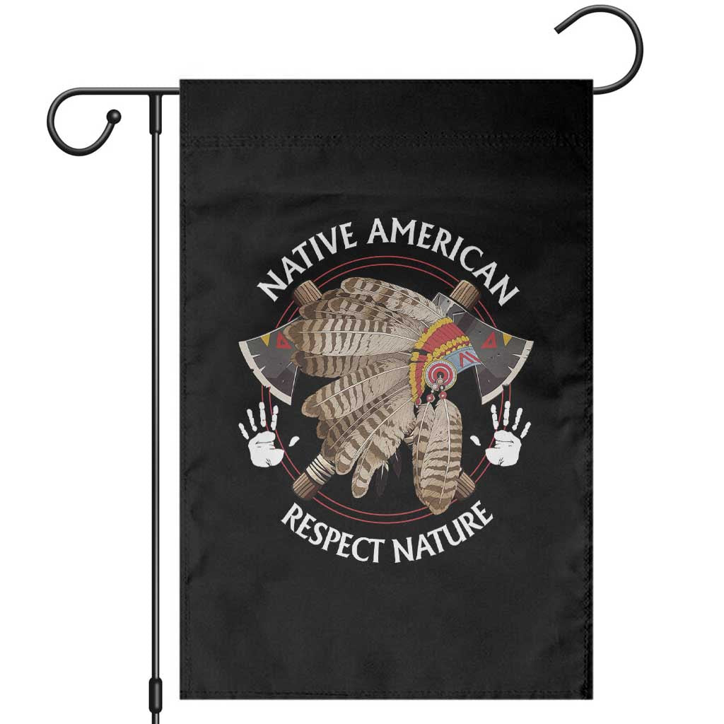 Native American Respect Nature Garden Flag Indigenous Indian War Bonnet Tomahawks - Wonder Print Shop