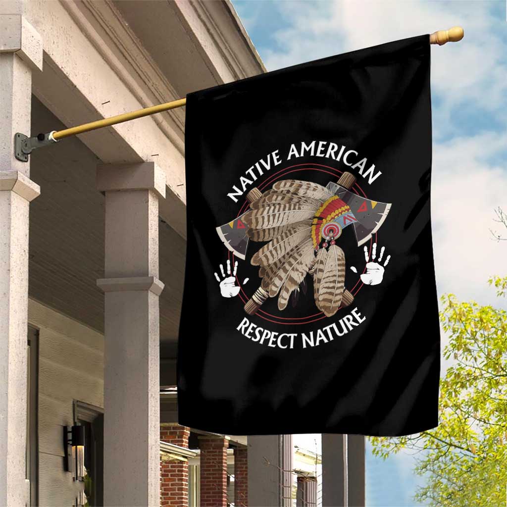 Native American Respect Nature Garden Flag Indigenous Indian War Bonnet Tomahawks - Wonder Print Shop