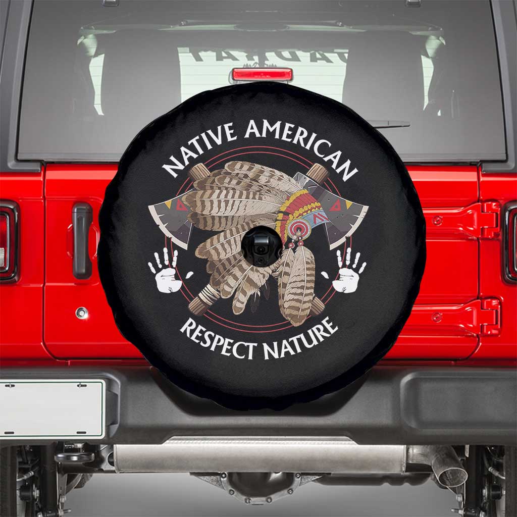 Native American Respect Nature Spare Tire Cover Indigenous Indian War Bonnet Tomahawks - Wonder Print Shop