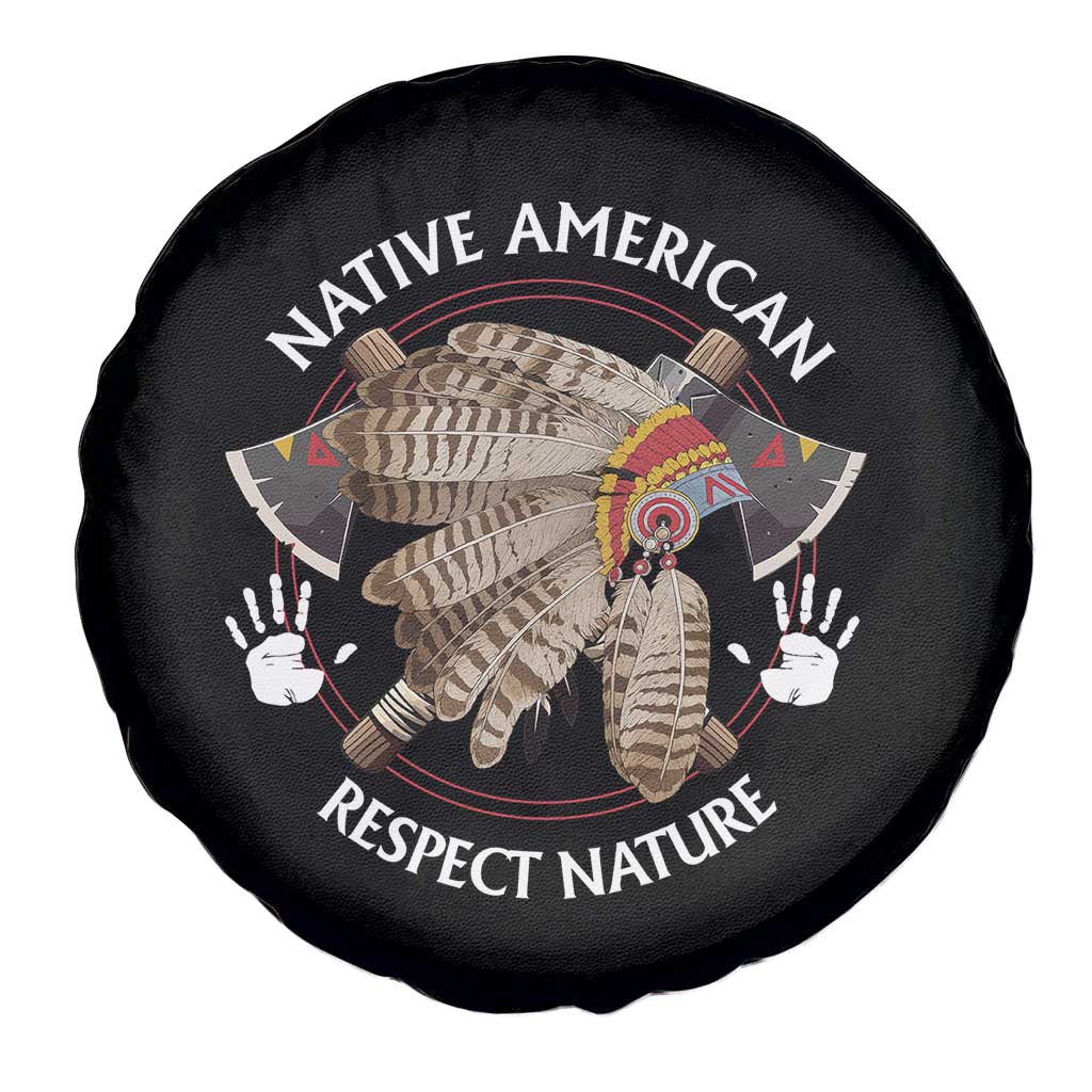 Native American Respect Nature Spare Tire Cover Indigenous Indian War Bonnet Tomahawks - Wonder Print Shop