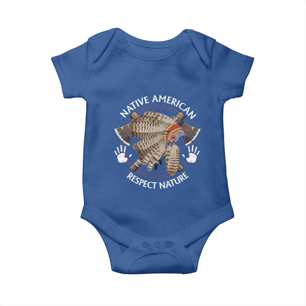 Native American Respect Nature Baby Onesie Indigenous Indian War Bonnet Tomahawks - Wonder Print Shop