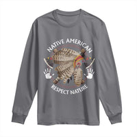 Native American Respect Nature Long Sleeve Shirt Indigenous Indian War Bonnet Tomahawks - Wonder Print Shop
