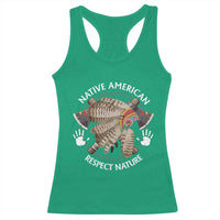 Native American Respect Nature Racerback Tank Top Indigenous Indian War Bonnet Tomahawks - Wonder Print Shop