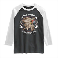 Native American Respect Nature Raglan Shirt Indigenous Indian War Bonnet Tomahawks - Wonder Print Shop