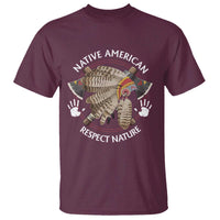 Native American Respect Nature T Shirt Indigenous Indian War Bonnet Tomahawks - Wonder Print Shop