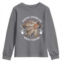 Native American Respect Nature Youth Sweatshirt Indigenous Indian War Bonnet Tomahawks - Wonder Print Shop