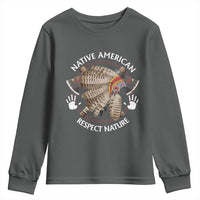 Native American Respect Nature Youth Sweatshirt Indigenous Indian War Bonnet Tomahawks - Wonder Print Shop
