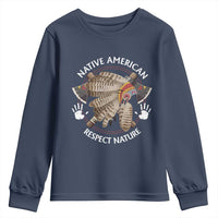 Native American Respect Nature Youth Sweatshirt Indigenous Indian War Bonnet Tomahawks - Wonder Print Shop