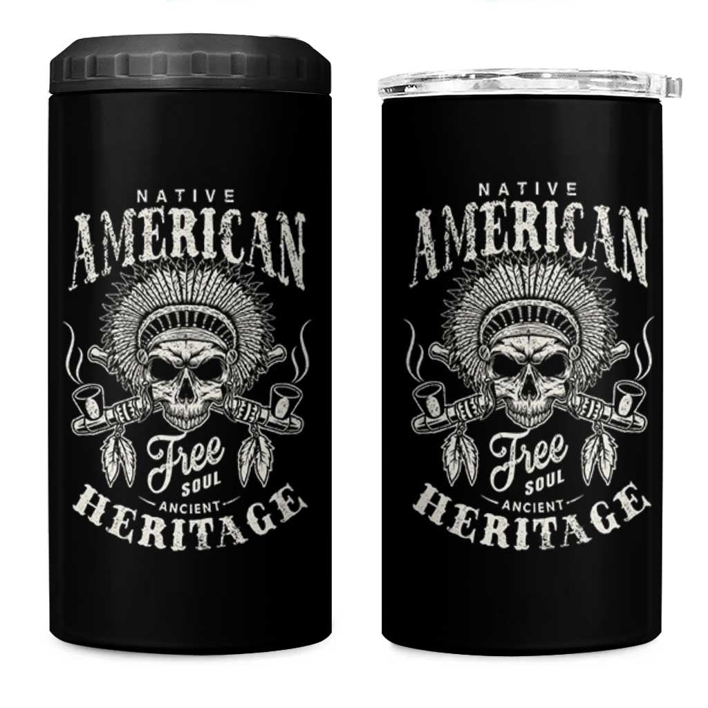 Native American Free Soul Ancient Heritage 4 in 1 Can Cooler Tumbler Vintage Indian American Chief - Wonder Print Shop