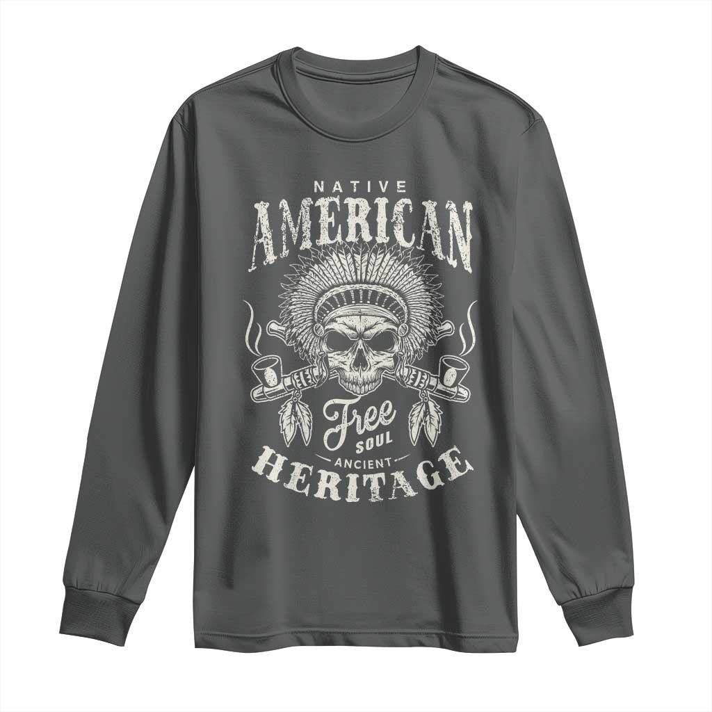 Native American Free Soul Ancient Heritage Long Sleeve Shirt Vintage Indian American Chief - Wonder Print Shop