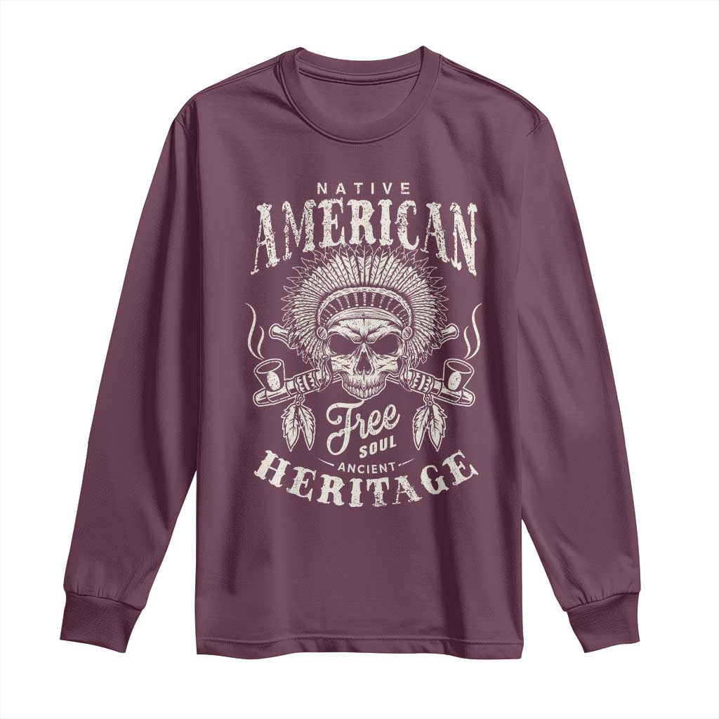 Native American Free Soul Ancient Heritage Long Sleeve Shirt Vintage Indian American Chief - Wonder Print Shop