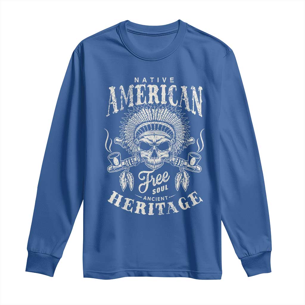 Native American Free Soul Ancient Heritage Long Sleeve Shirt Vintage Indian American Chief - Wonder Print Shop