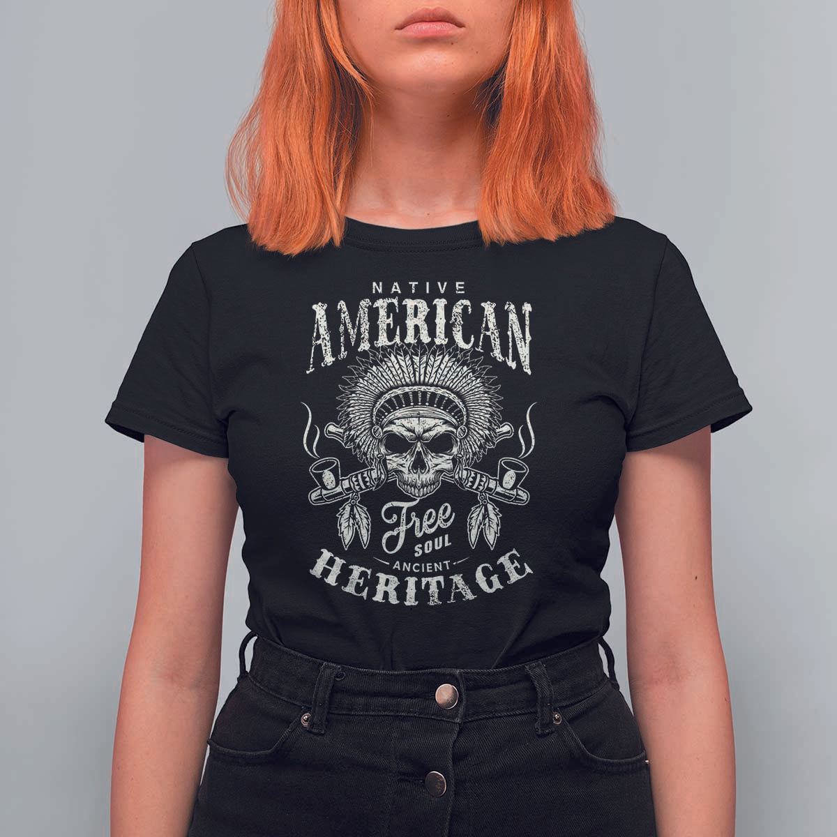 Native American Free Soul Ancient Heritage T Shirt For Women Vintage Indian American Chief - Wonder Print Shop