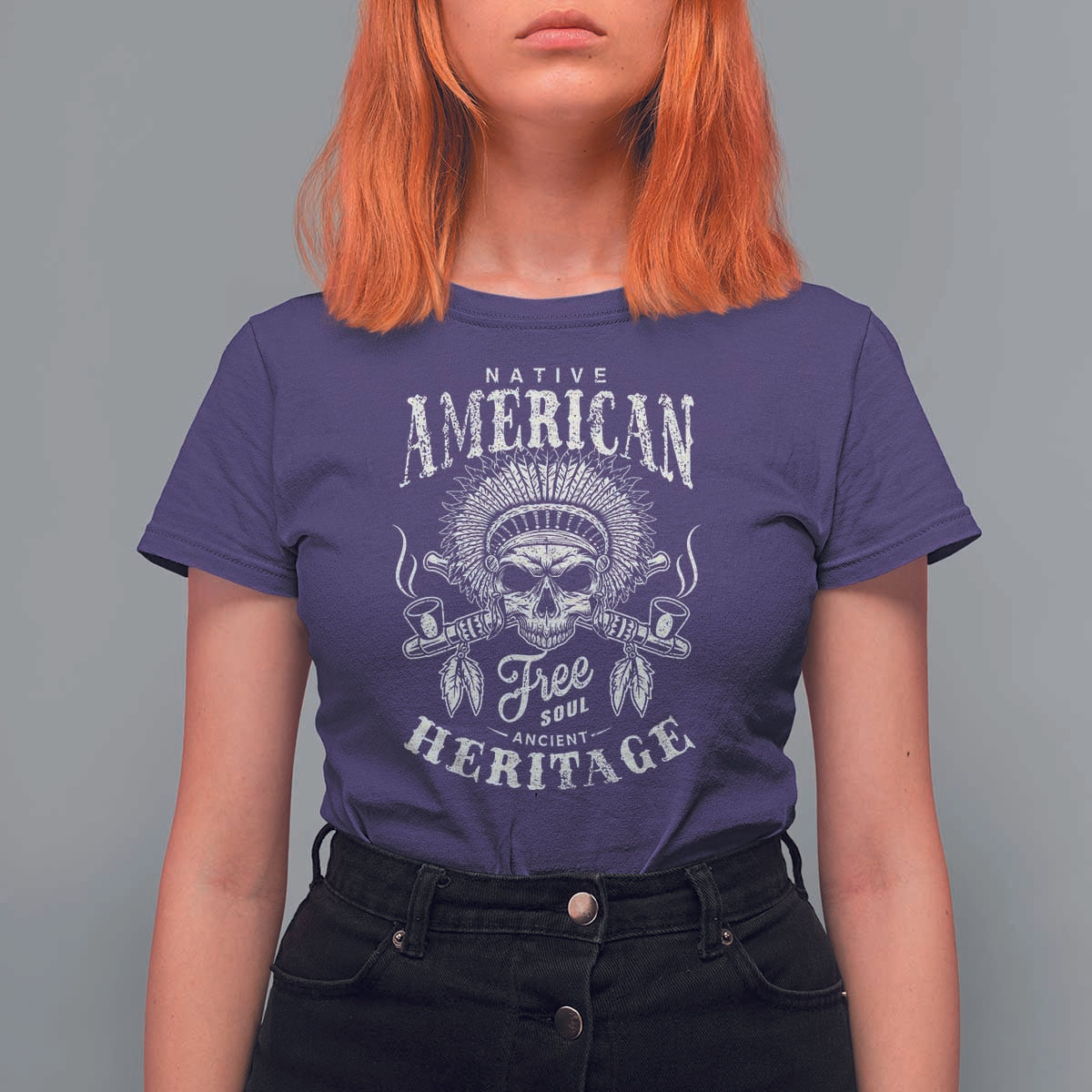 Native American Free Soul Ancient Heritage T Shirt For Women Vintage Indian American Chief - Wonder Print Shop