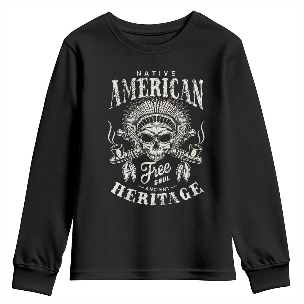 Native American Free Soul Ancient Heritage Youth Sweatshirt Vintage Indian American Chief - Wonder Print Shop