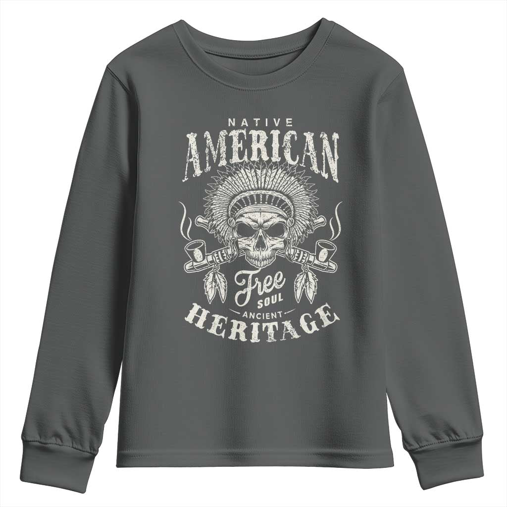 Native American Free Soul Ancient Heritage Youth Sweatshirt Vintage Indian American Chief - Wonder Print Shop