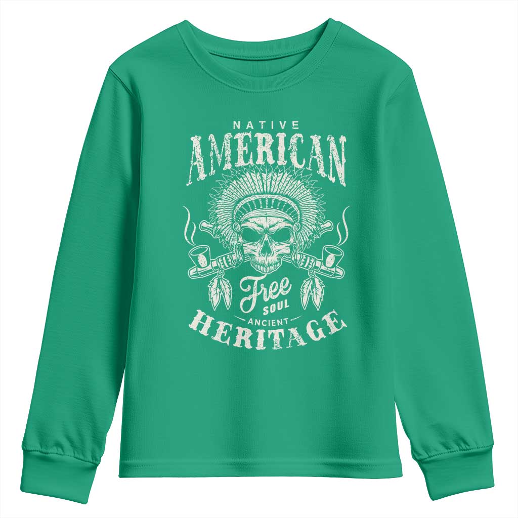 Native American Free Soul Ancient Heritage Youth Sweatshirt Vintage Indian American Chief - Wonder Print Shop