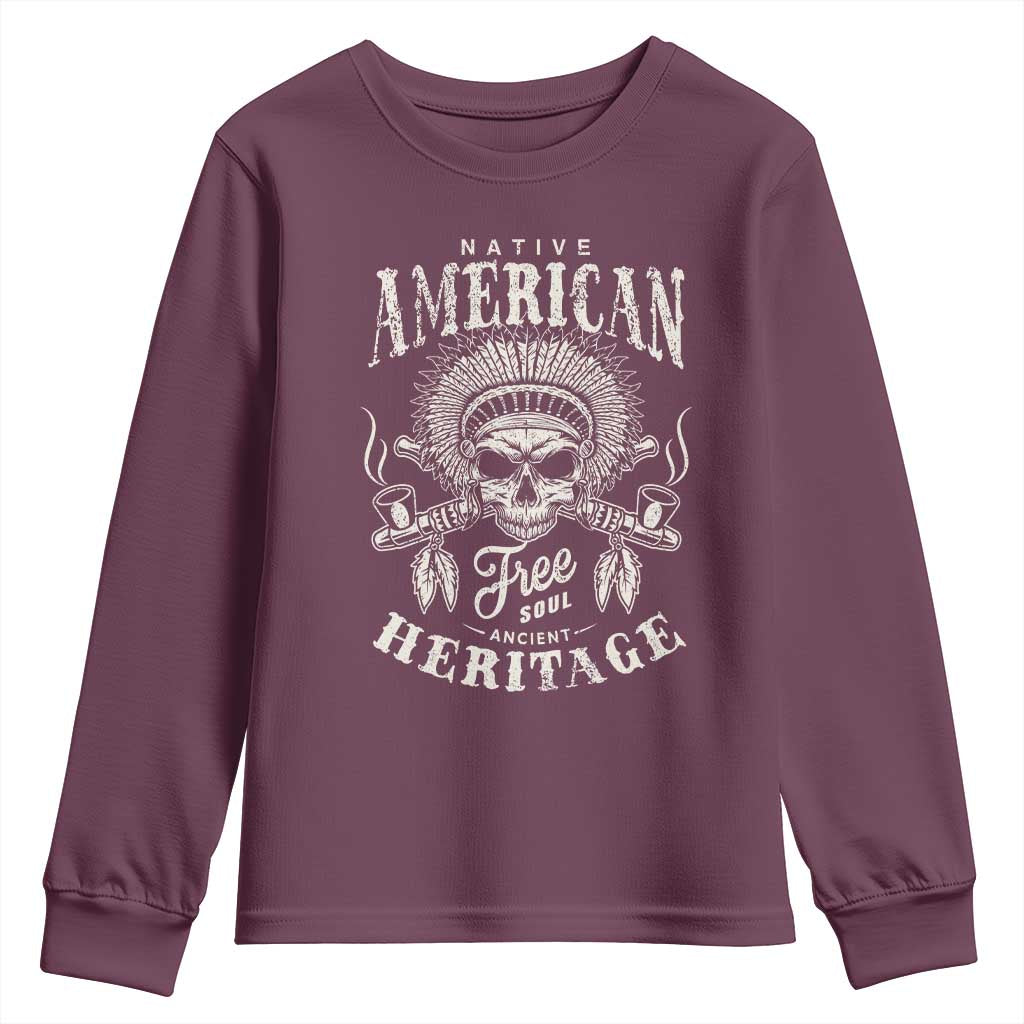 Native American Free Soul Ancient Heritage Youth Sweatshirt Vintage Indian American Chief - Wonder Print Shop
