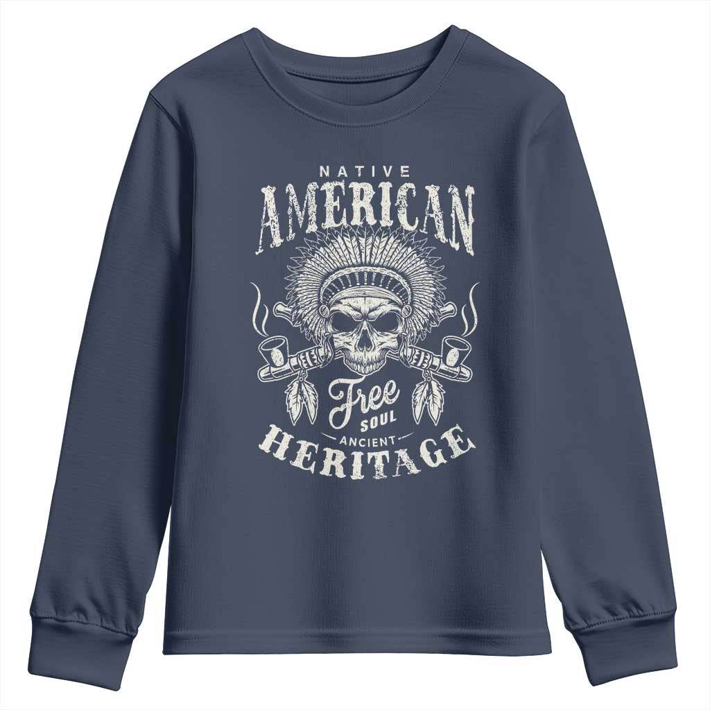 Native American Free Soul Ancient Heritage Youth Sweatshirt Vintage Indian American Chief - Wonder Print Shop