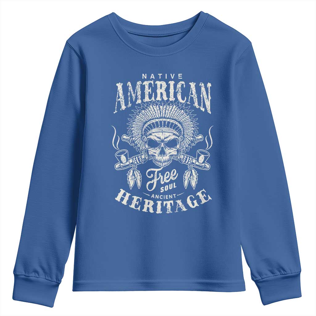 Native American Free Soul Ancient Heritage Youth Sweatshirt Vintage Indian American Chief - Wonder Print Shop