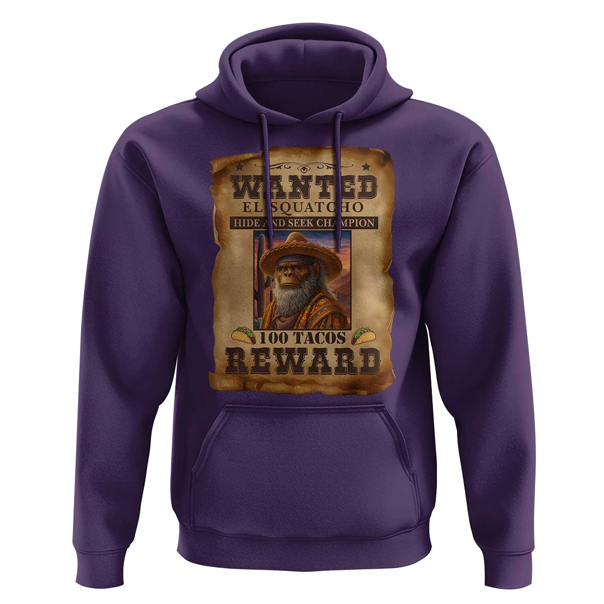 Funny Wanted El Squatcho Hoodie Hide And Seek Champion Western Poncho Mexican Bigfoot - Wonder Print Shop