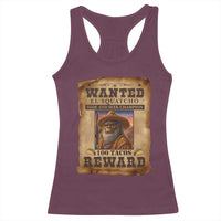 Funny Wanted El Squatcho Racerback Tank Top Hide And Seek Champion Western Poncho Mexican Bigfoot - Wonder Print Shop