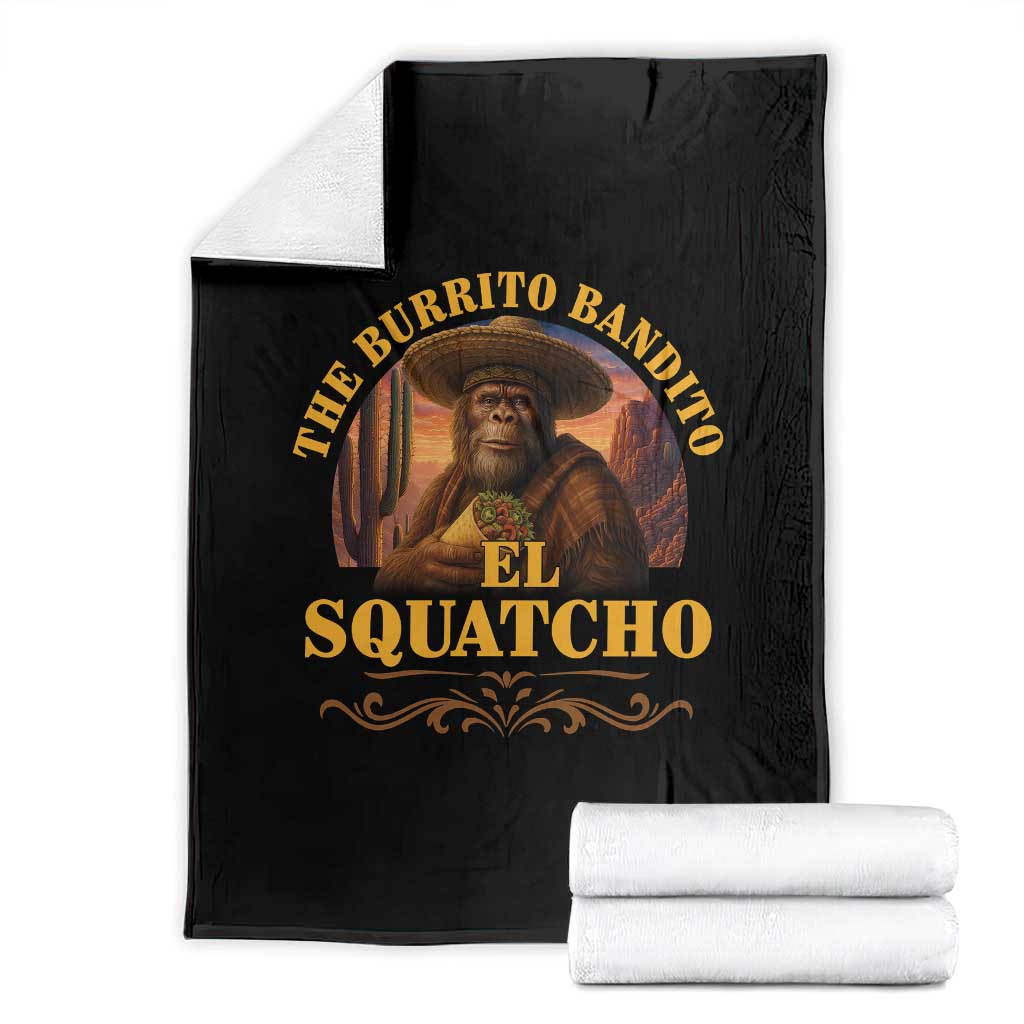 Funny The Burrito Bandito El Squatcho Throw Blanket Western Poncho Mexican Bigfoot - Wonder Print Shop