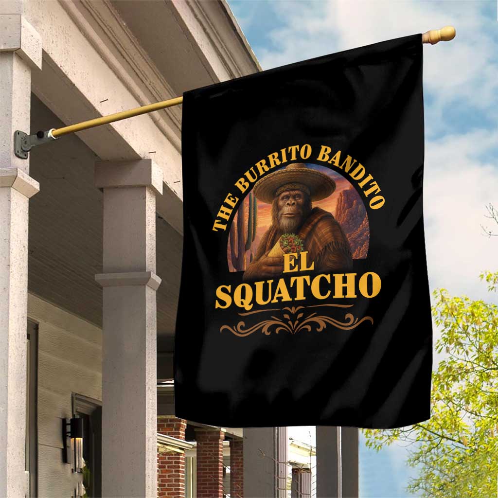 Funny The Burrito Bandito El Squatcho Garden Flag Western Poncho Mexican Bigfoot - Wonder Print Shop