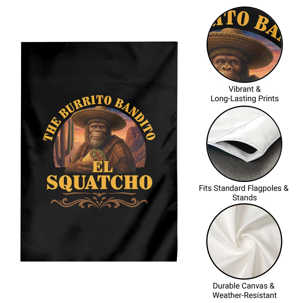 Funny The Burrito Bandito El Squatcho Garden Flag Western Poncho Mexican Bigfoot - Wonder Print Shop