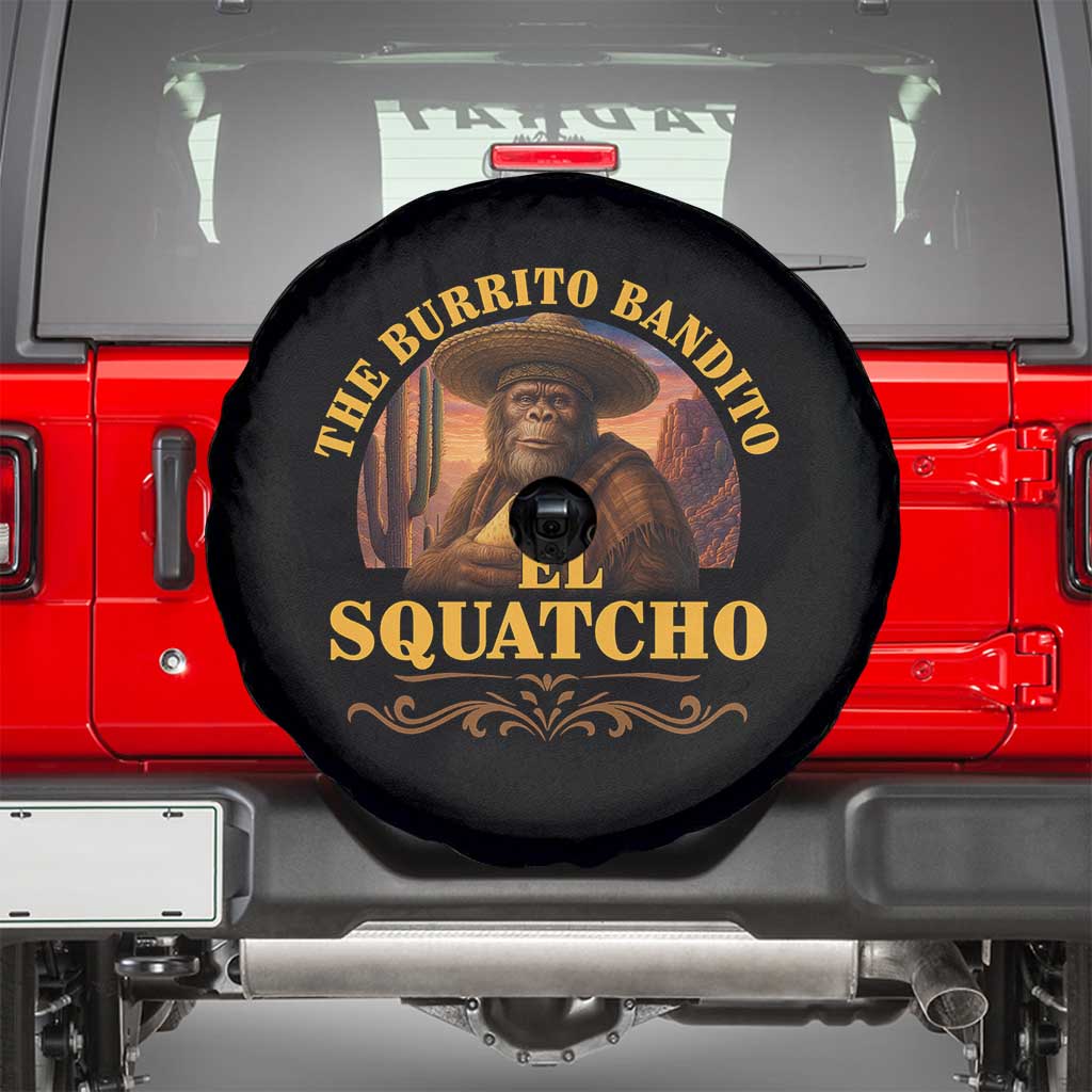 Funny The Burrito Bandito El Squatcho Spare Tire Cover Western Poncho Mexican Bigfoot - Wonder Print Shop