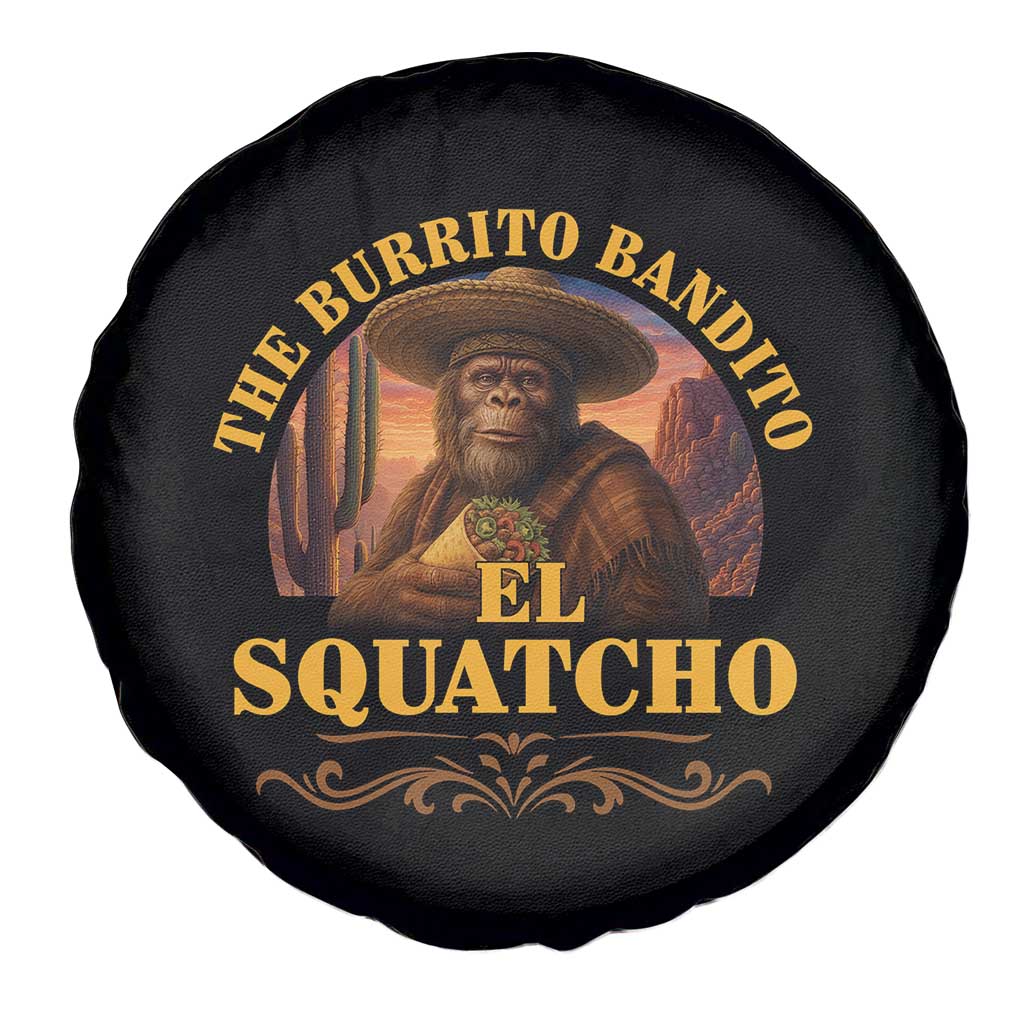 Funny The Burrito Bandito El Squatcho Spare Tire Cover Western Poncho Mexican Bigfoot - Wonder Print Shop