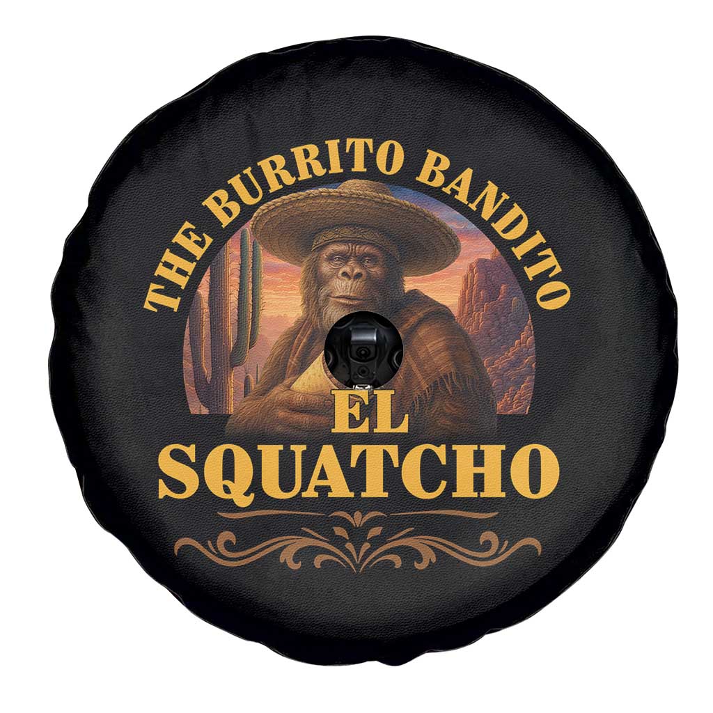 Funny The Burrito Bandito El Squatcho Spare Tire Cover Western Poncho Mexican Bigfoot - Wonder Print Shop