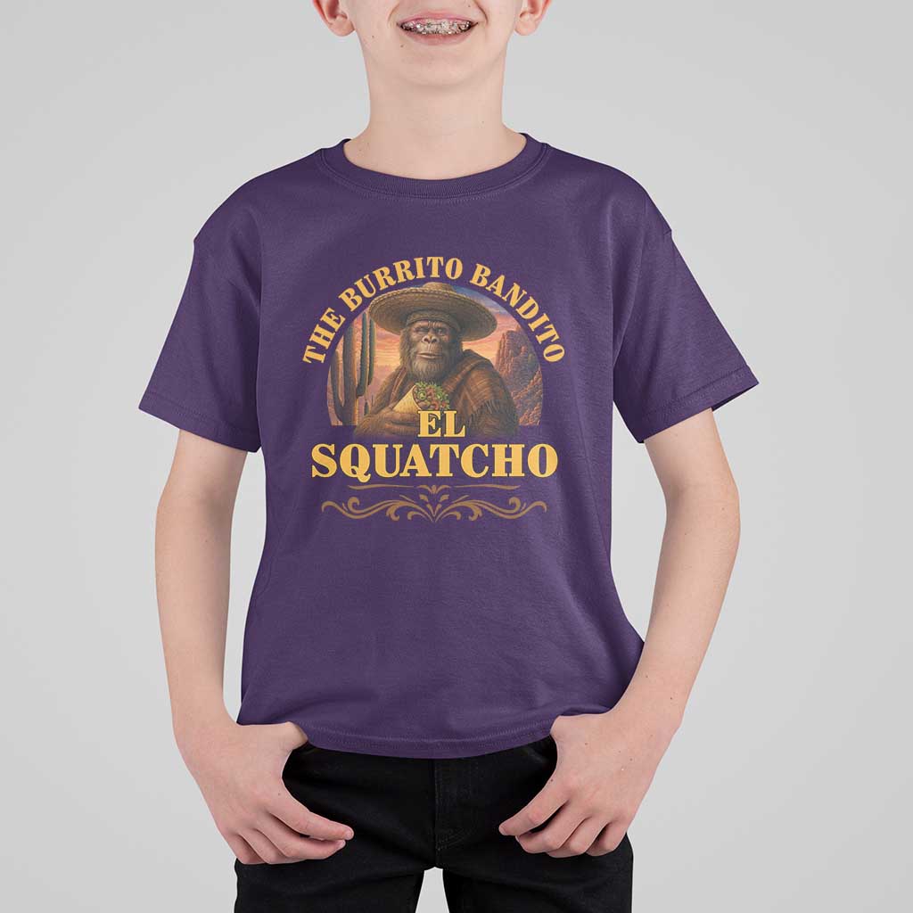 Funny The Burrito Bandito El Squatcho T Shirt For Kid Western Poncho Mexican Bigfoot - Wonder Print Shop