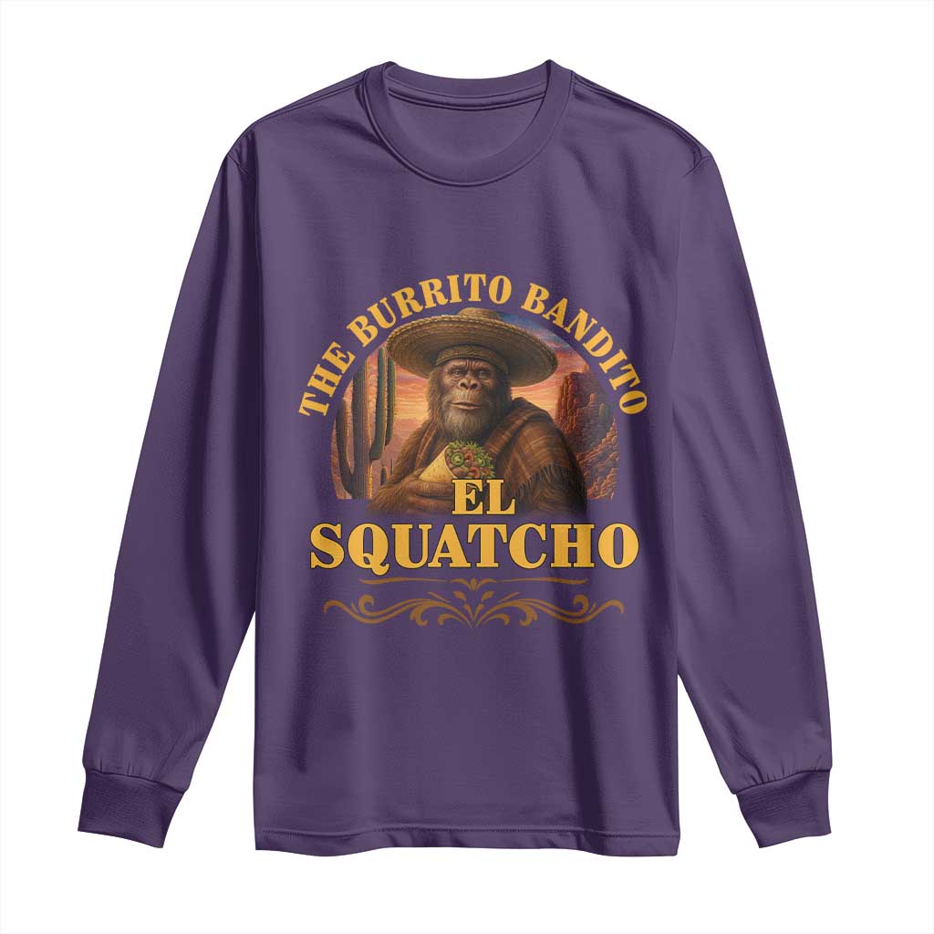 Funny The Burrito Bandito El Squatcho Long Sleeve Shirt Western Poncho Mexican Bigfoot - Wonder Print Shop