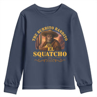Funny The Burrito Bandito El Squatcho Youth Sweatshirt Western Poncho Mexican Bigfoot - Wonder Print Shop