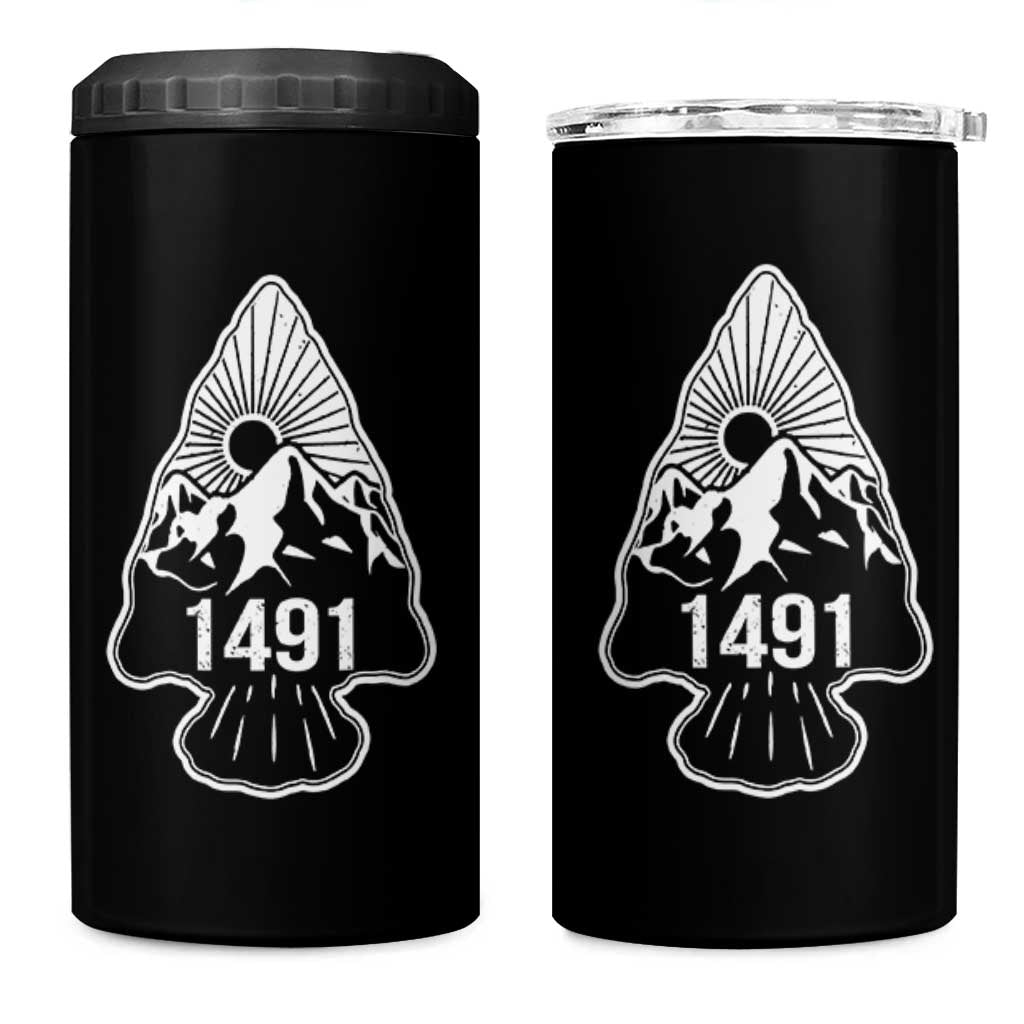 Proud Native American 1491 Pre Columbus Indigenous Arrowhead 4 in 1 Can Cooler Tumbler - Wonder Print Shop