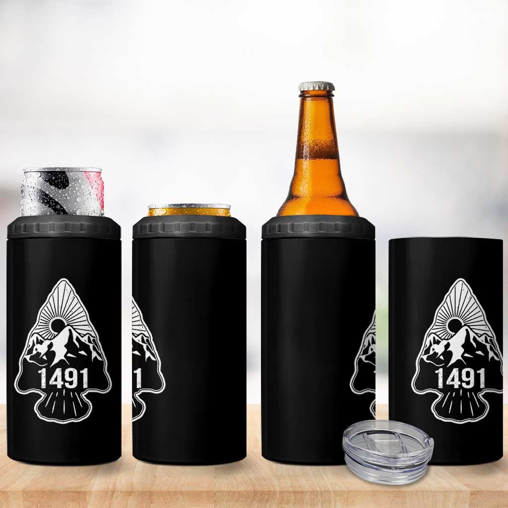 Proud Native American 1491 Pre Columbus Indigenous Arrowhead 4 in 1 Can Cooler Tumbler - Wonder Print Shop
